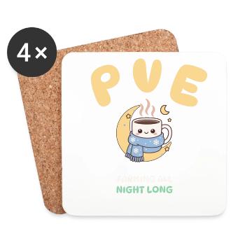 Cozy Gamer PvE Farming All Night Long Design - Untersetzer (4er-Set) - Weiß - Vorne
