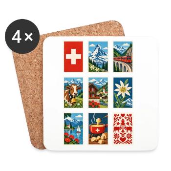 Schweiz Briefmarken - Untersetzer (4er-Set) - Weiß - Vorne