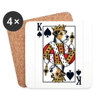Pik König – Terrier als Spielkartenkönig - Untersetzer (4er-Set) - Weiß - Vorne