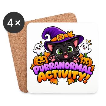 Purranormale Aktivität! - Süße Halloween-Katze - Untersetzer (4er-Set) - Weiß - Vorne
