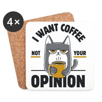 Ich will Kaffee, nicht deine Meinung - Untersetzer (4er-Set) - Weiß - Vorne