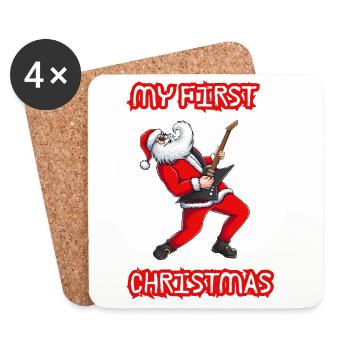 Rockin Santa Weihnachtsgitarre - Untersetzer (4er-Set) - Weiß - Vorne