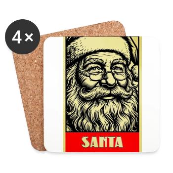 Santa Claus Weihnachtsmann Vintage Poster - Untersetzer (4er-Set) - Weiß - Vorne
