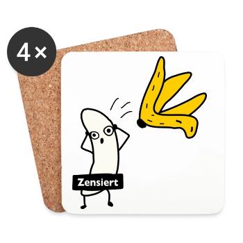 Banane zieht sich aus - Untersetzer (4er-Set) - Weiß - Vorne