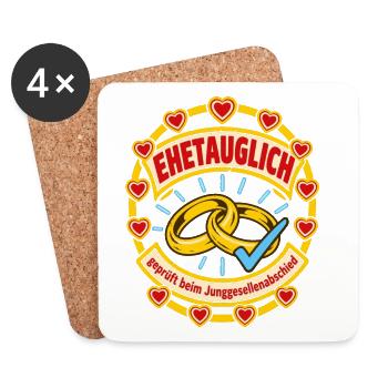 Ehetauglich Junggesellenabschied - Untersetzer (4er-Set) - Weiß - Vorne