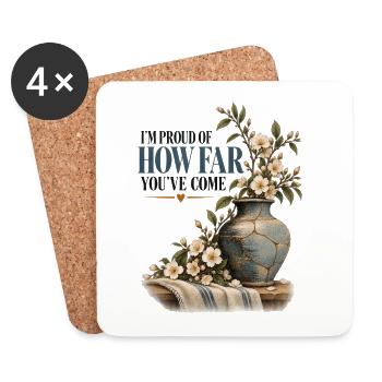 Ich bin stolz darauf, wie weit du gekommen bist – Kintsugi-Kunst - Untersetzer (4er-Set) - Weiß - Vorne
