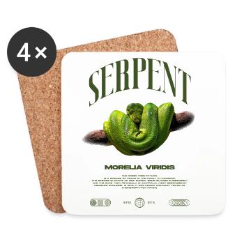 Green Tree Python Modern Reptile Keeper Streetwear - Untersetzer (4er-Set) - Weiß - Vorne