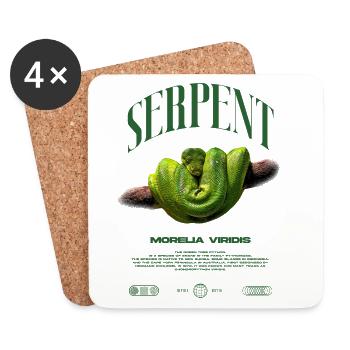 Green Tree Python Modern Reptile Keeper Streetwear - Untersetzer (4er-Set) - Weiß - Vorne