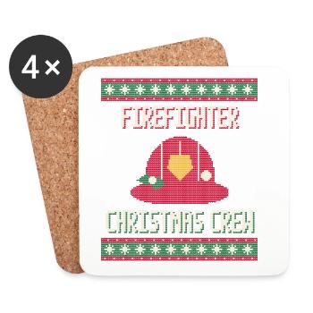 Firefighter Christmas Crew - Feuerwehr - Untersetzer (4er-Set) - Weiß - Vorne