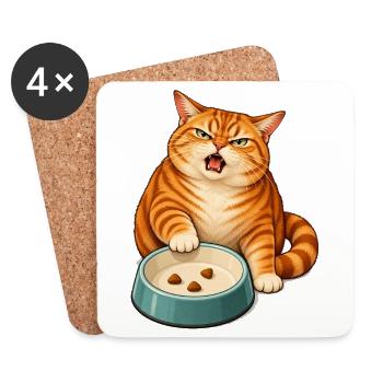 Futternapf-Drama – Empörte orange Katze - Untersetzer (4er-Set) - Weiß - Vorne