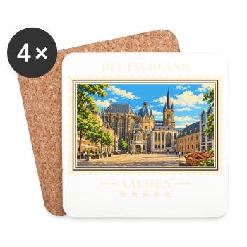 Deutschland Aachen Vintage Reisemarke - Untersetzer (4er-Set) - Weiß - Vorne