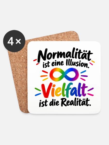 Regenbogen Infinity Vielfalt - Untersetzer (4er-Set) - Weiß