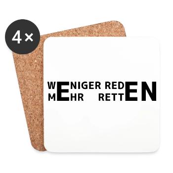 Weniger reden - mehr retten - Untersetzer (4er-Set) - Weiß - Vorne