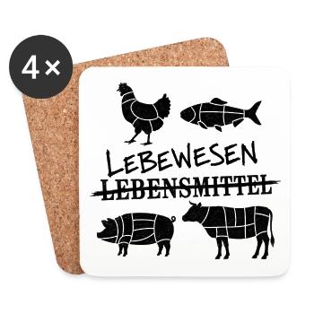 Lebewesen nicht Lebensmittel  - Untersetzer (4er-Set) - Weiß - Vorne
