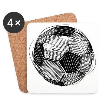Fußball Skizze - Untersetzer (4er-Set) - Weiß - Vorne