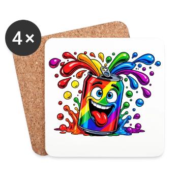 Regenbogen Dose Spaß - Untersetzer (4er-Set) - Weiß - Vorne
