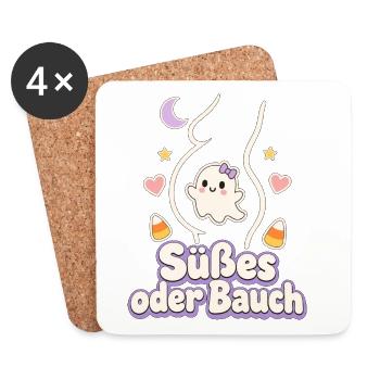 Schwanger an Halloween Babybauch Werdende Mama - Untersetzer (4er-Set) - Weiß - Vorne