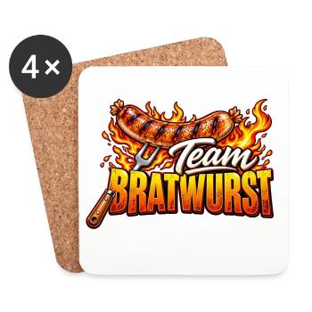 Team Bratwurst Grillhelden - Untersetzer (4er-Set) - Weiß - Vorne