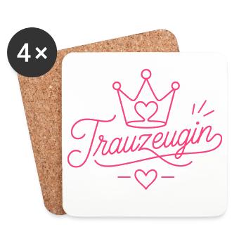 Trauzeugin Krone Hochzeit Braut - Untersetzer (4er-Set) - Weiß - Vorne