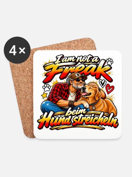 Ich bin kein Freak beim Hund streicheln - Untersetzer (4er-Set) - Weiß