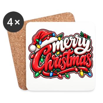 Weihnachtszauber mit Lichterketten - Untersetzer (4er-Set) - Weiß - Vorne