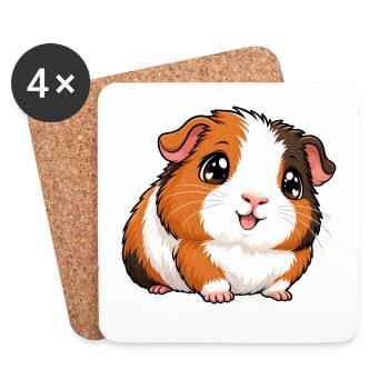 Kawaii Meerschweinchen – Süßes Flauschknäuel - Untersetzer (4er-Set) - Weiß - Vorne