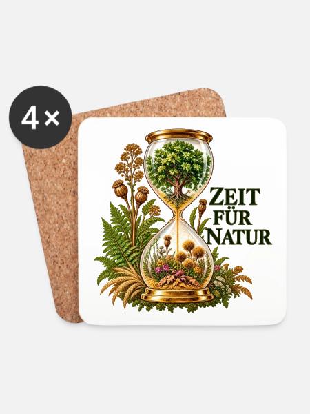 Zeit für Natur Uhrglas - Untersetzer (4er-Set) - Weiß