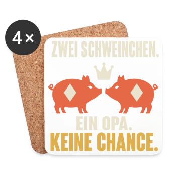  Zwei Schweinchen ein Opa keine Chance – Doko - Untersetzer (4er-Set) - Weiß - Vorne