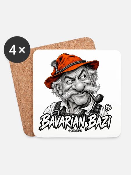 Cooles bayerisches Motiv Bavarian Bazi Portrait - Untersetzer (4er-Set) - Weiß