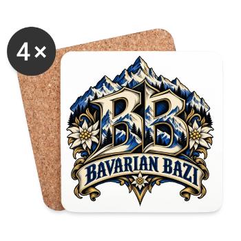 Cooles bayerisches Motiv -Bayerische Bazi Berglogo - Untersetzer (4er-Set) - Weiß - Vorne