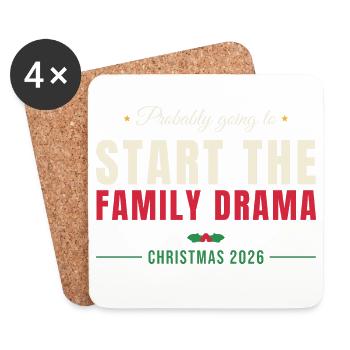 Start The Family Drama - Weihnachten Familie - Untersetzer (4er-Set) - Weiß - Vorne