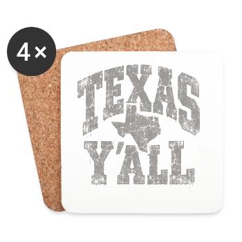 Texas Yall Distressed State Tee - Untersetzer (4er-Set) - Weiß - Vorne