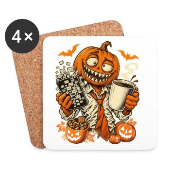 Halloween-Kürbisbürohengst im E-Mail-Chaos - Untersetzer (4er-Set) - Weiß - Vorne