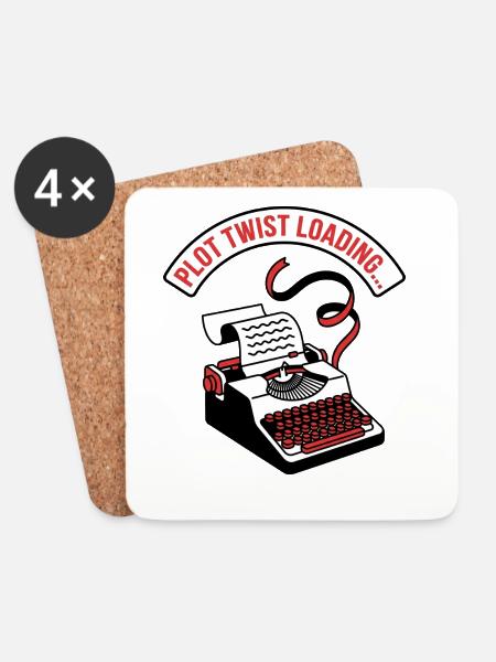 Plot Twist Laden – Bücherliebhaber-Leser-Abzeichen - Untersetzer (4er-Set) - Weiß