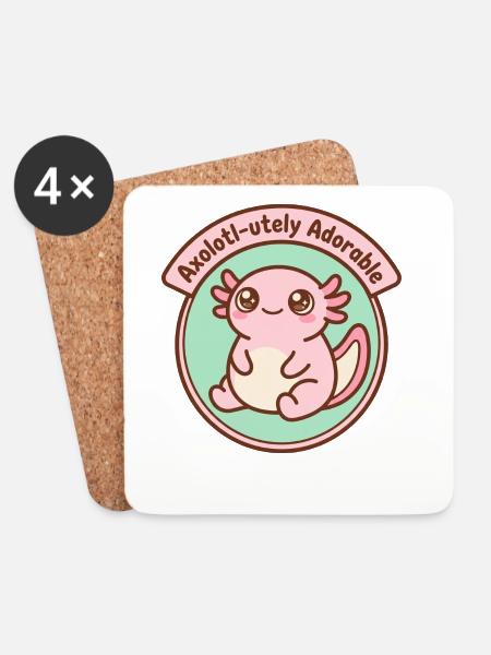Axolotl-ute niedlich – Niedlicher pinker Axolotl - Untersetzer (4er-Set) - Weiß