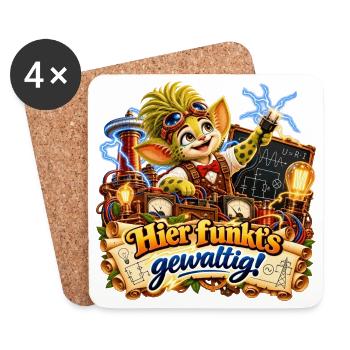 Wenuma Hier funkts gewaltig  - Untersetzer (4er-Set) - Weiß - Vorne