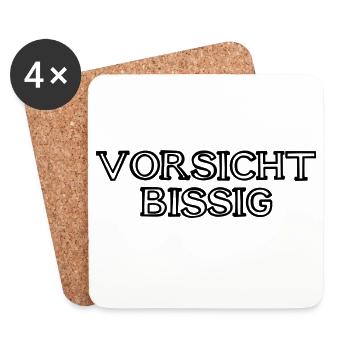 Vorsicht bissig Schriftzug handgezeichnet - Untersetzer (4er-Set) - Weiß - Vorne
