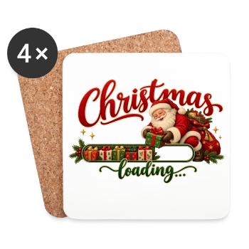 Christmas Loading Weihnachtsmann Advent Vorfreude - Untersetzer (4er-Set) - Weiß - Vorne