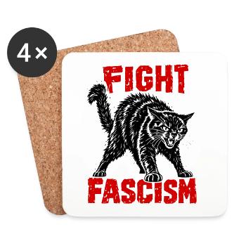 Fight Fascism Katze Antifaschismus Punk Statement - Untersetzer (4er-Set) - Weiß - Vorne