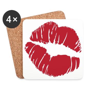 Red Lip Kiss - Untersetzer (4er-Set) - Weiß - Vorne