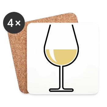 Weißweinglas Bauchig Offen (Weißwein / Wein / 2C) - Untersetzer (4er-Set) - Weiß - Vorne