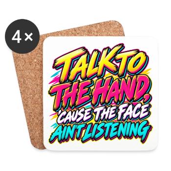 Talk to the Hand – 90er-Jahre-Neon-Graffiti - Untersetzer (4er-Set) - Weiß - Vorne