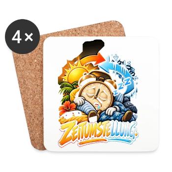 Zeitumstellung Schlafmodus - Untersetzer (4er-Set) - Weiß - Vorne