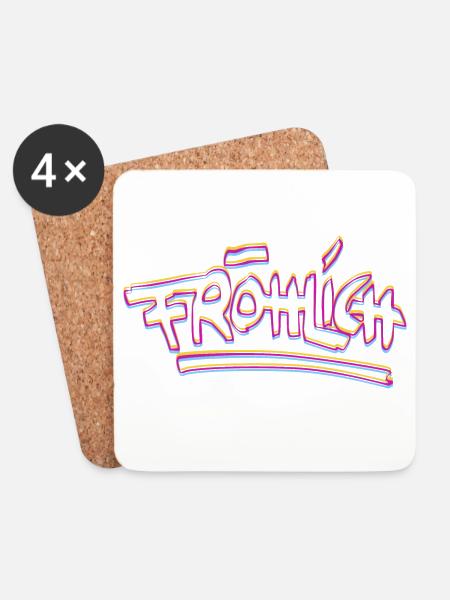 Fröhlich Neon Graffiti - Untersetzer (4er-Set) - Weiß