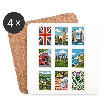 Großbritannien Briefmarken - Untersetzer (4er-Set) - Weiß - Vorne