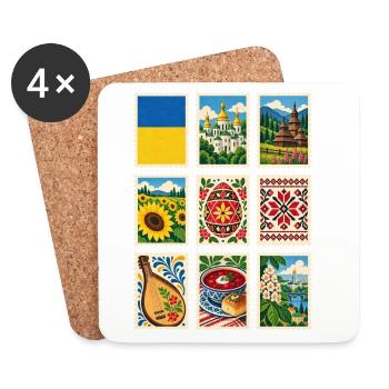 Ukraine Briefmarken - Untersetzer (4er-Set) - Weiß - Vorne