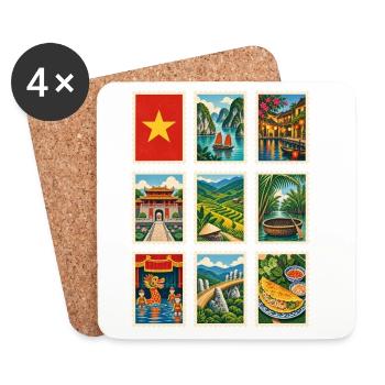 Vietnam Briefmarken - Untersetzer (4er-Set) - Weiß - Vorne