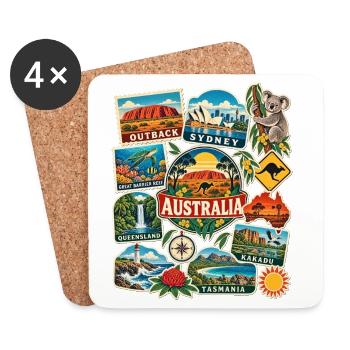 Australien Reisesticker - Untersetzer (4er-Set) - Weiß - Vorne