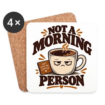 Kein Morgenmensch-Kaffee - Untersetzer (4er-Set) - Weiß - Vorne