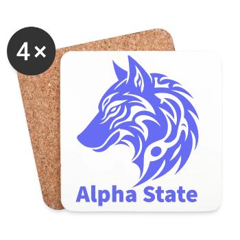 Alpha State Wolf-Emblem - Untersetzer (4er-Set) - Weiß - Vorne